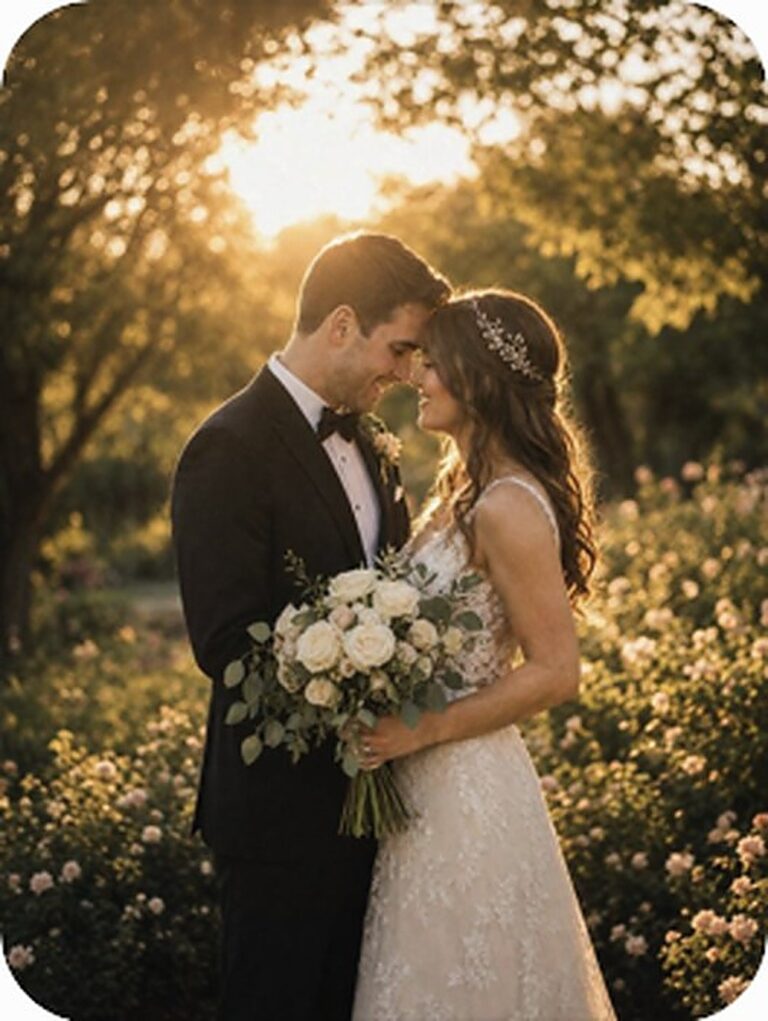 Couple in a rose garden