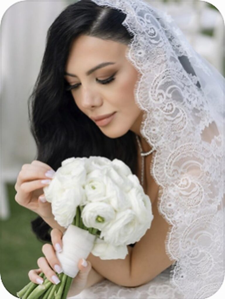 Bride with lace veil